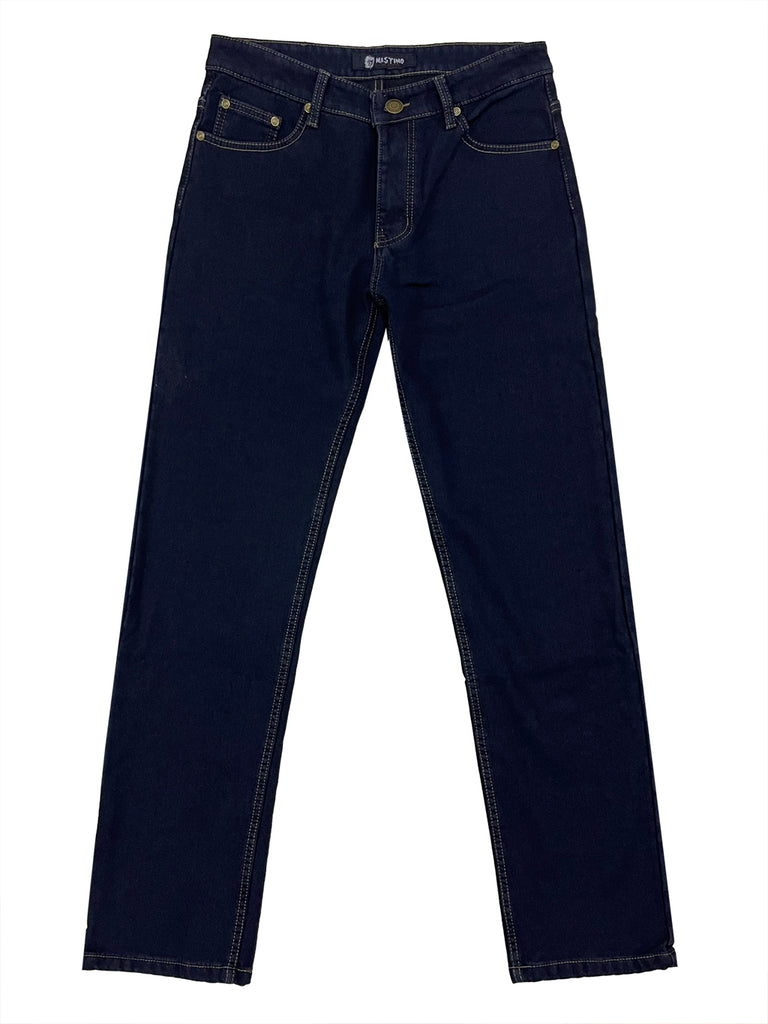 Ανδρικό παντελόνι τζιν ίσια γραμμή χειμωνιάτικο με επένδυση fleece US-0098 μπλε σκούρο