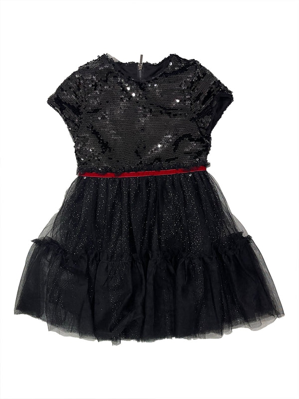 Κοριτσίστικο σετ φόρεμα με γούνα Μαύρο 54018