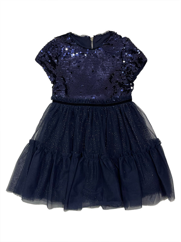 ustyle Κοριτσίστικο σετ φόρεμα Μπλε με γούνα Λευκό 54018