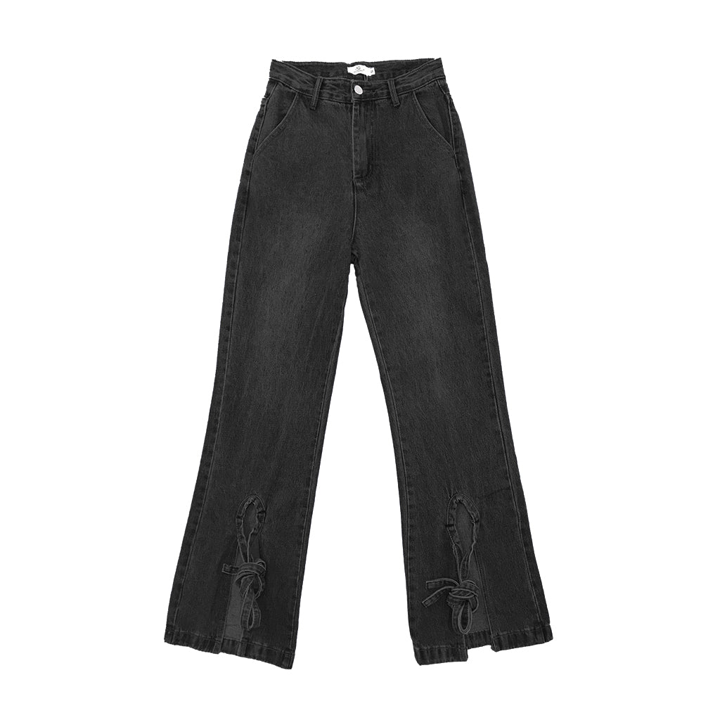 Γυναικείο παντελόνι τζιν καμπάνα μαύρο US-P6605-1