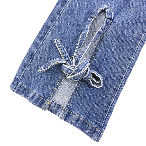 Γυναικείο παντελόνι τζιν καμπάνα μπλε US-P6605-2