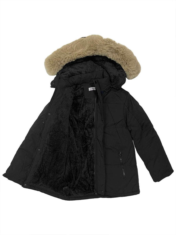 Ustyle Αγορίστικο μπουφάν παρκά με επένδυση γούνα Μαύρο US-9238