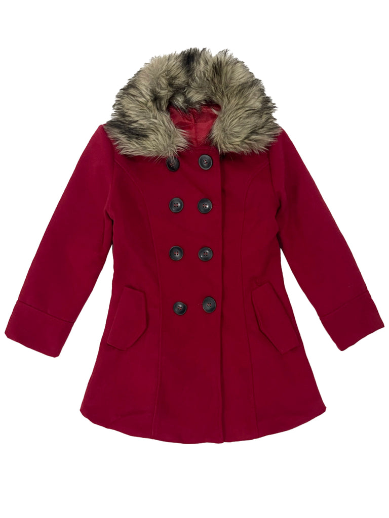 ustyle Κοριτσίστικο παλτό με αποσπώμενη γούνα US-6827 Μπορντό