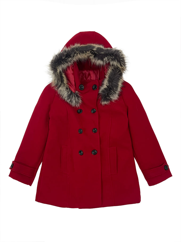 Κοριτσίστικο παλτό με αποσπώμενη κουκούλα US-9198 κόκκινο