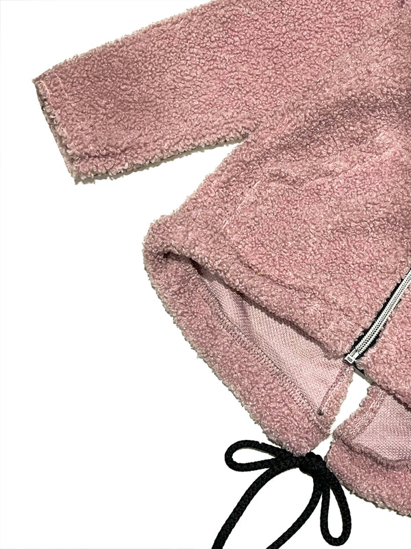 Παιδική ζακέτα μπουκλέ με κουκούλα ροζ US- 3308