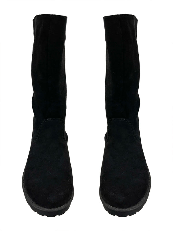 ustyle Κοριτσίστικες μπότες σουέτ σε μαύρο US-10198