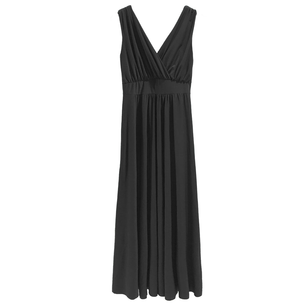 Ustyle Γυναικείο Φόρεμα maxi κρουαζέ ελαστικό μονόχρωμα μαύρο US0037-1