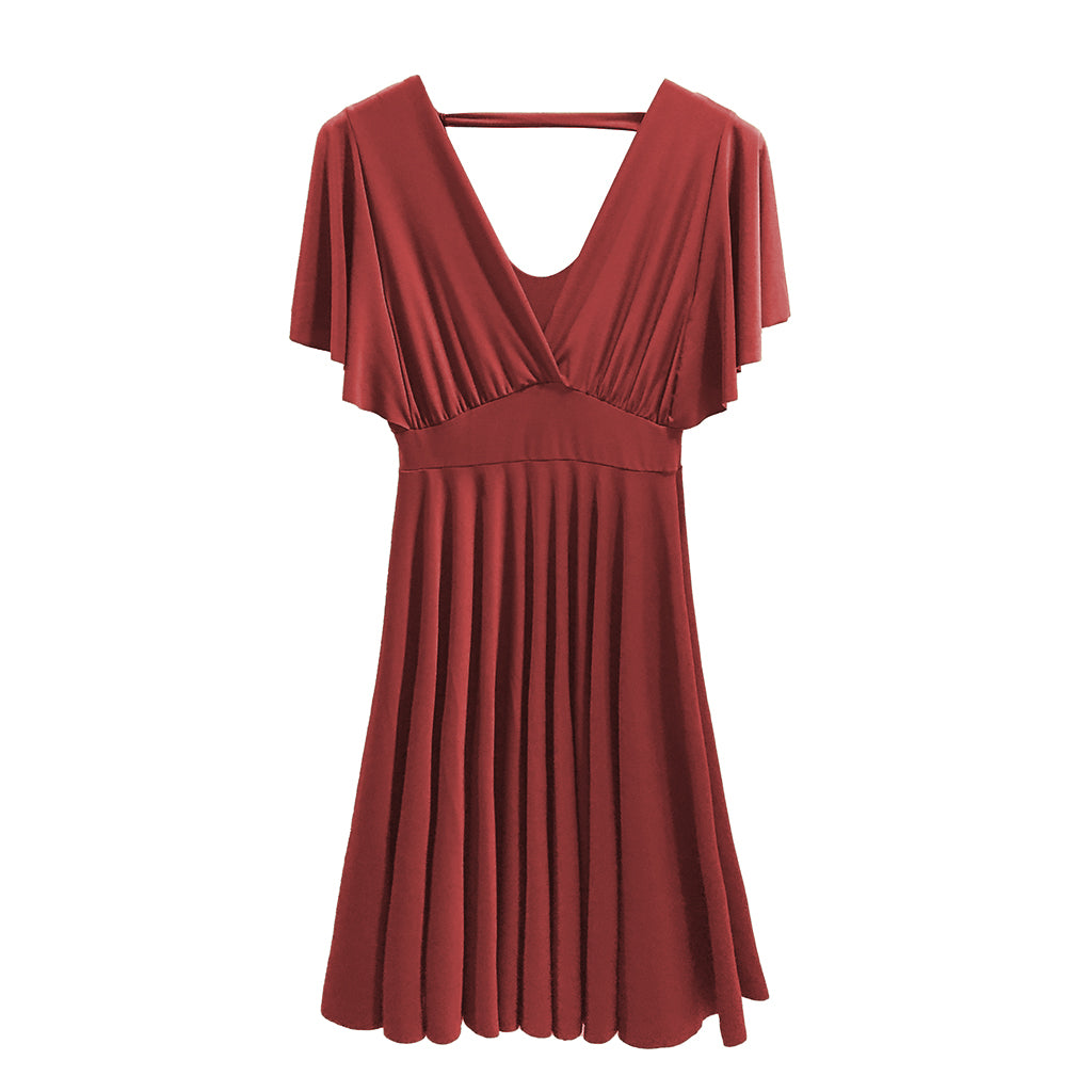 Γυναικείο Φόρεμα midi κρουαζέ ελαστικό μονόχρωμα μπορντό US0037-4