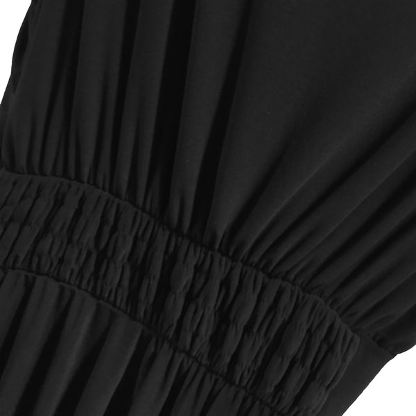 Γυναικείο Φόρεμα maxi κρουαζέ ελαστικό μονόχρωμα μαύρο US0036-1