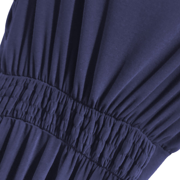 Γυναικείο Φόρεμα maxi κρουαζέ ελαστικό μονόχρωμα μπλε US0036-2