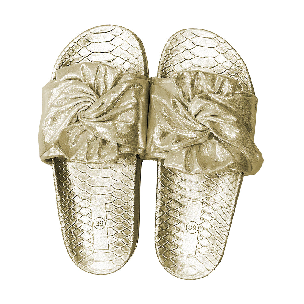 ustyle Γυναικείες παντόφλες καλοκαιρινές slides χρυσό YH-035