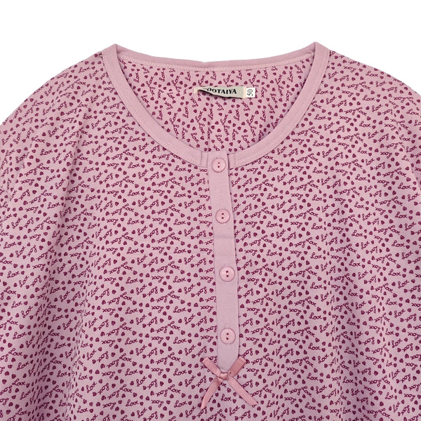 ustyle Γυναικείο νυχτικό μακρυμάνικο με fleece Ροζ US-3116