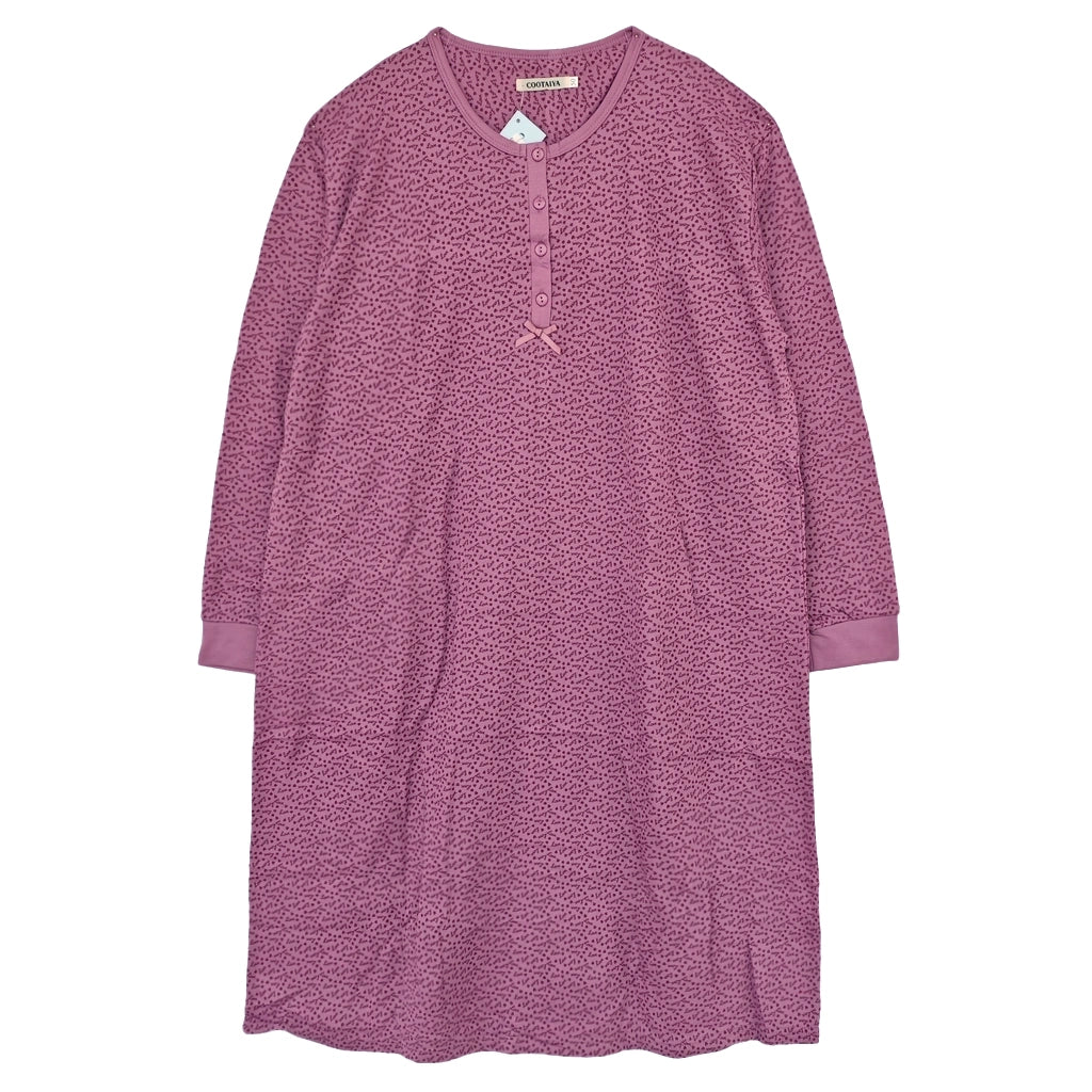 ustyle Γυναικείο νυχτικό μακρυμάνικο με fleece Μωβ US-3116