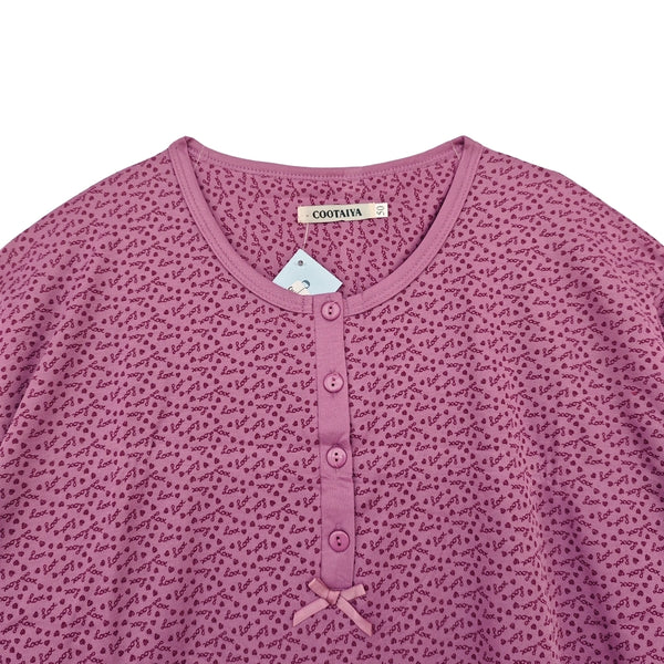 ustyle Γυναικείο νυχτικό μακρυμάνικο με fleece Μωβ US-3116