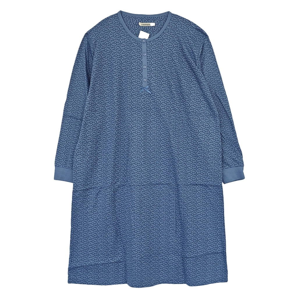 ustyle Γυναικείο νυχτικό μακρυμάνικο με fleece Μπλε US-3116