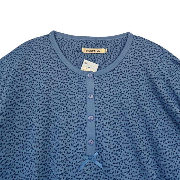 ustyle Γυναικείο νυχτικό μακρυμάνικο με fleece Μπλε US-3116