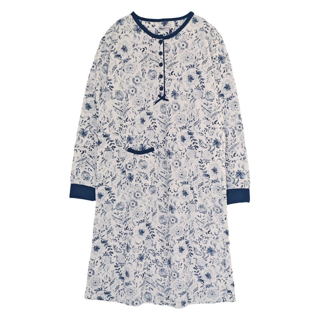 ustyle Γυναικείο νυχτικό μακρυμάνικο με fleece Μπλε US-6022