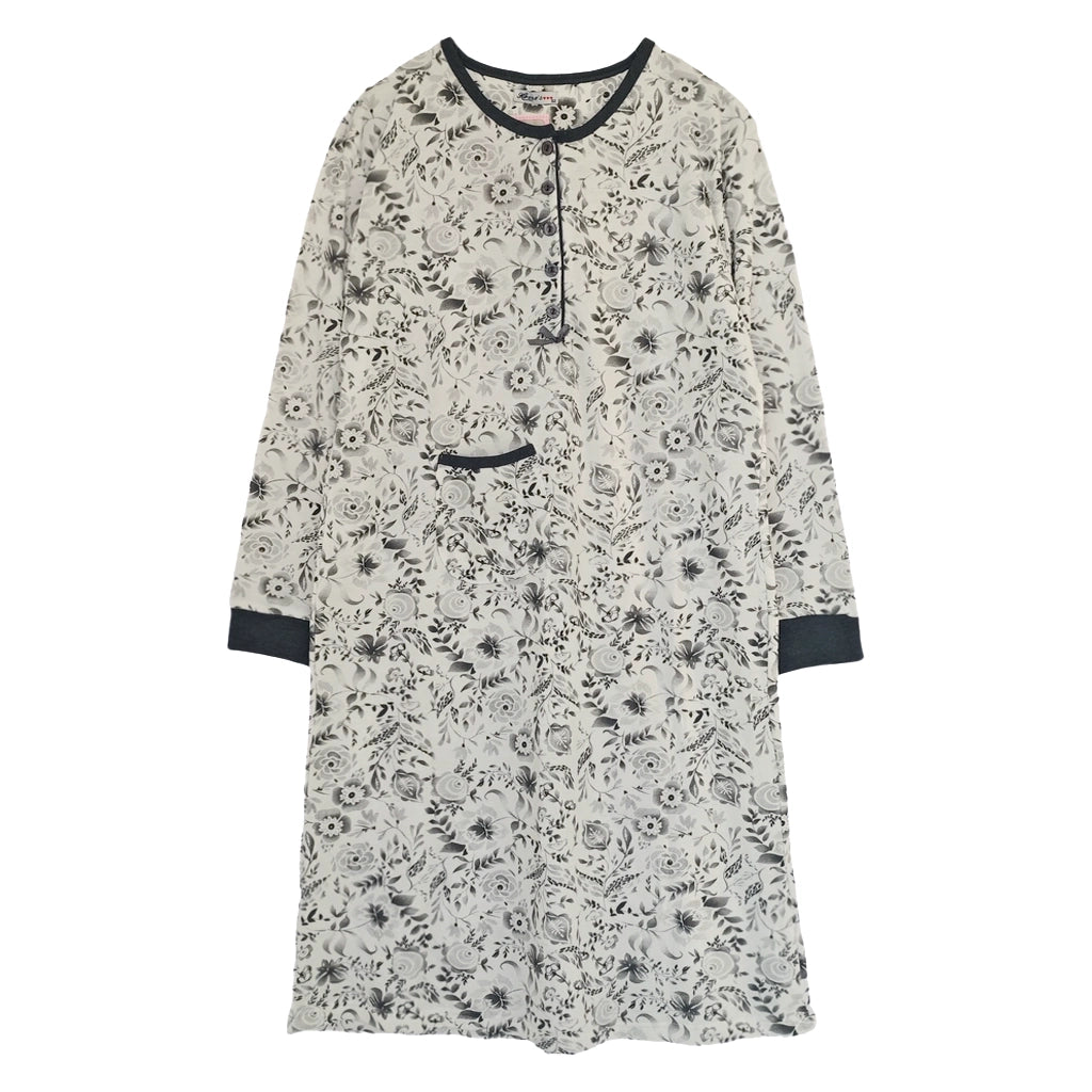 ustyle Γυναικείο νυχτικό μακρυμάνικο με fleece Γκρι US-6022