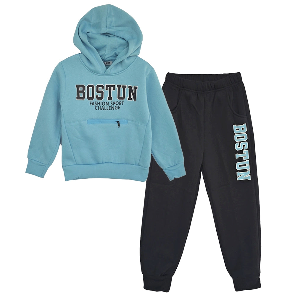 ustyle Αγορίστικα σετ φόρμας με fleece Γαλάζιο US-8718