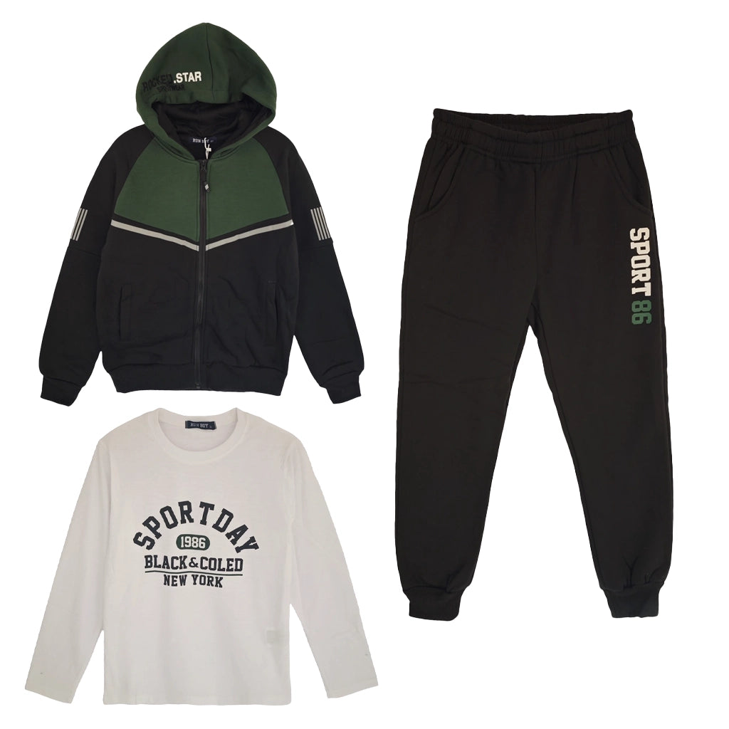 ustyle Αγορίστικα σετ φόρμας με fleece Πράσινο US-5039