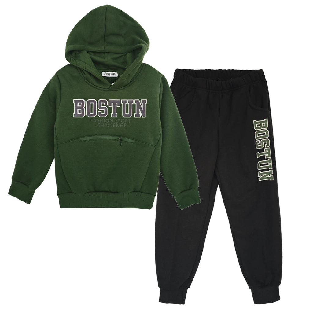 ustyle Αγορίστικα σετ φόρμας με fleece Πράσινο US-8718