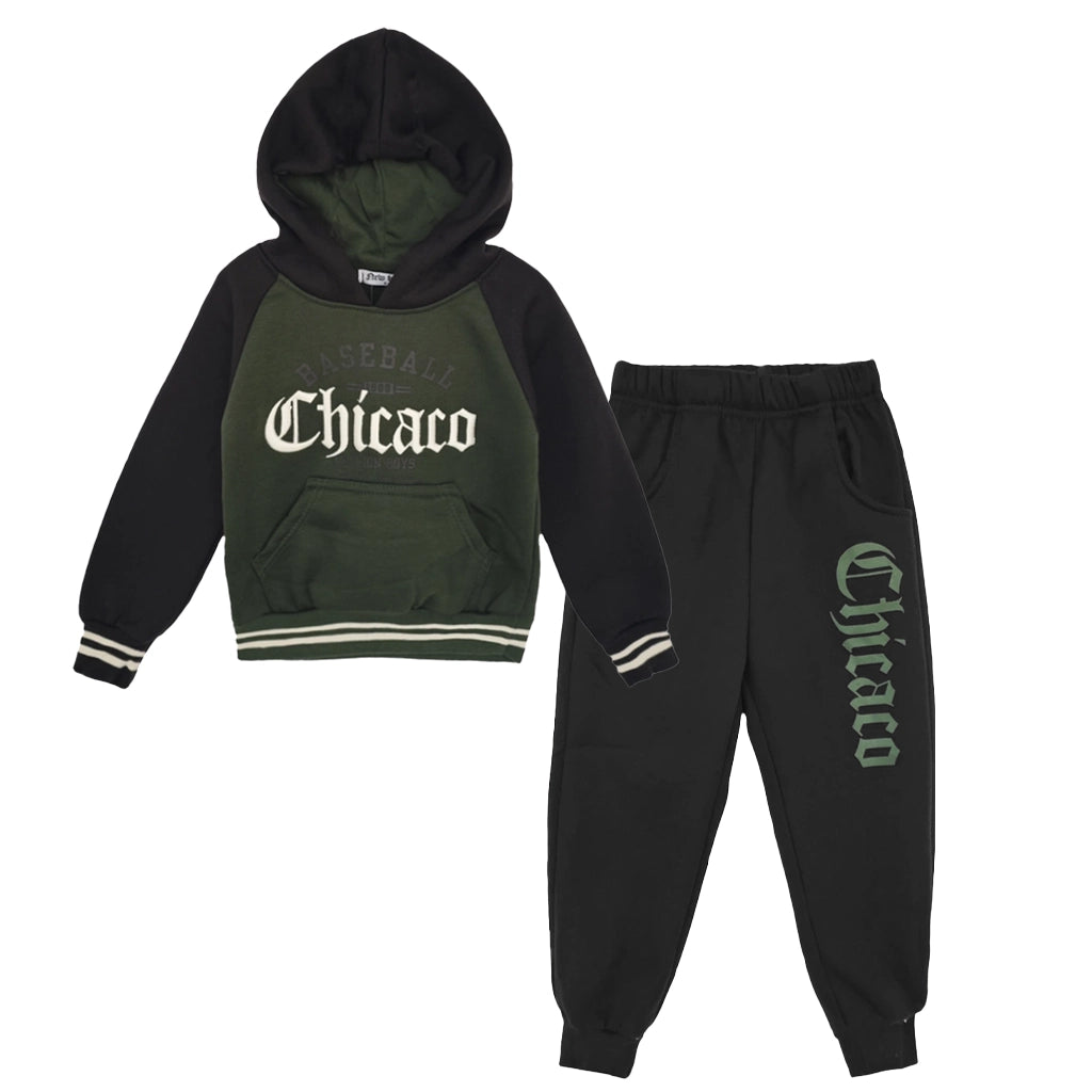 ustyle Αγορίστικα σετ φόρμας με fleece Πράσινο US-8818