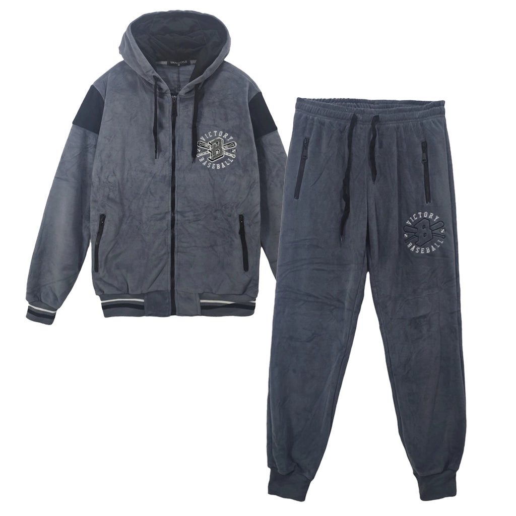 ustyle Ανδρικό σετ φόρμας βελούδινο Γκρι US-3873