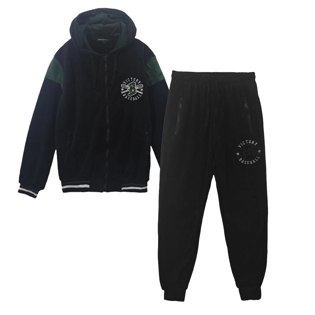 ustyle Ανδρικό σετ φόρμας βελούδινο Μαύρο US-3873