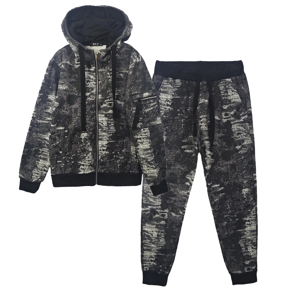 ustyle Ανδρικό σετ φόρμας με φλις Μαύρο US-2032