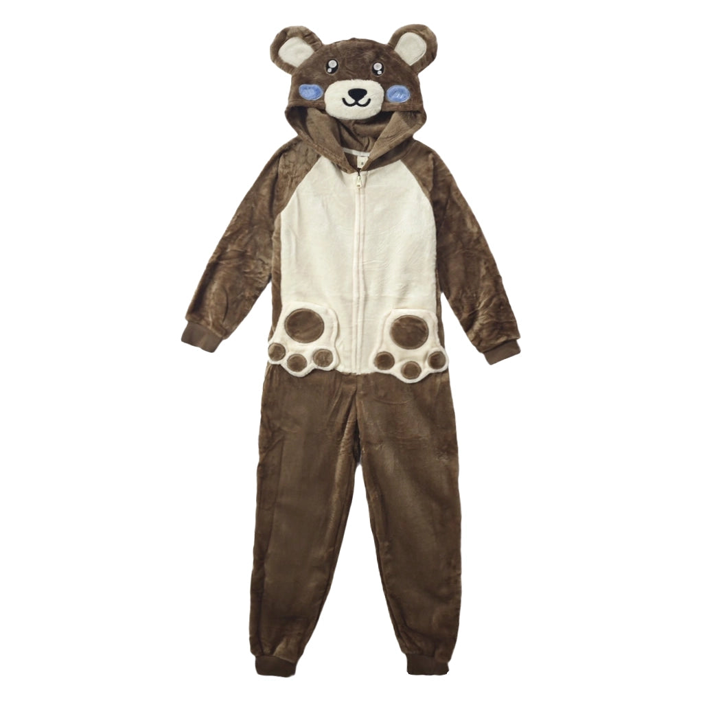 ustyle Παιδική ολόσωμη πιτζάμα βελούδινη Καφέ US-1234