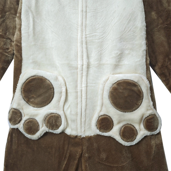 ustyle Παιδική ολόσωμη πιτζάμα βελούδινη Καφέ US-1234