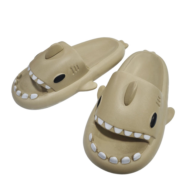 ustyle Ανδρικές Παντόφλες καλοκαιρινές αντιολισθητικές με σχέδιο καρχαρίας Μπεζ Σκούρο US-250592