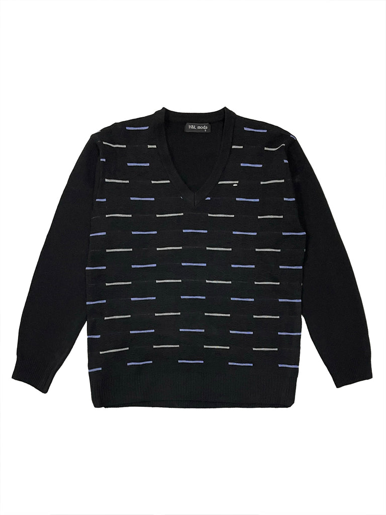 ustyle Ανδρική μάλλινη μπλούζα πουλόβερ μακρυμάνικη τύπου V Μαύρο HL-3928