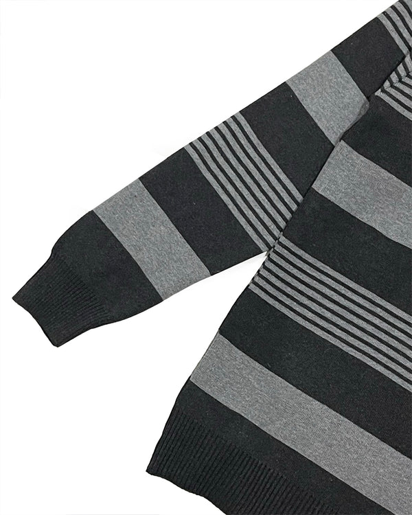 ustyle Ανδρική πλεκτή μπλούζα πουλόβερ τύπου V με ρίγα Γκρι US-86228