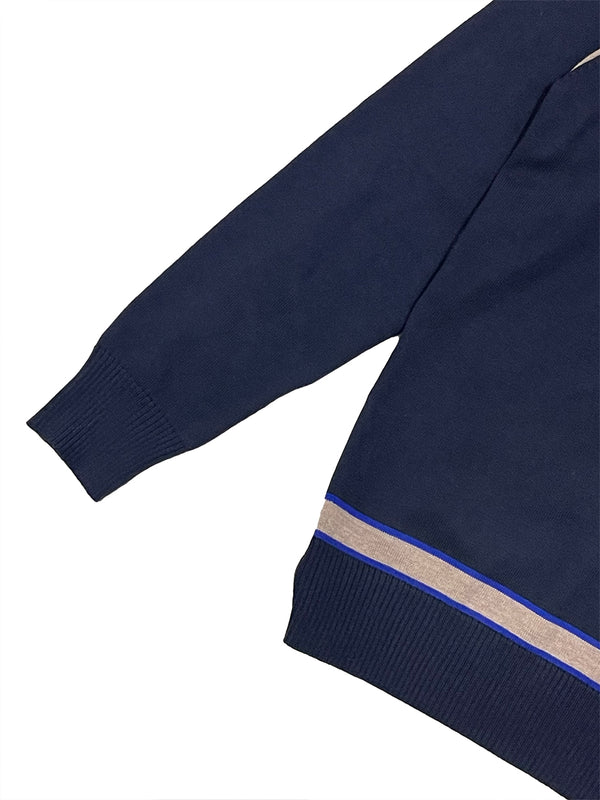 ustyle Ανδρική μάλλινη μπλούζα πουλόβερ μακρυμάνικη τύπου V Μπλε D-8658