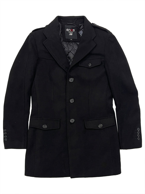 Ανδρικό παλτό με αποσπώμενη κουκούλα US-87318 Μαύρο