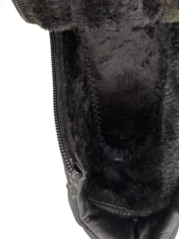 Ustyle Ανδρικό Μποτάκι με επένδυση γούνα διπλό φερμουάρ μαύρο AD-0018