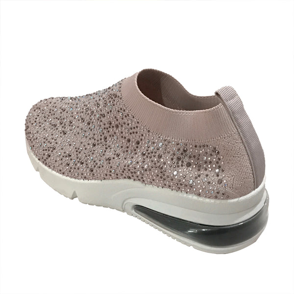 ustyle Γυναικεία sneakers αθλητικά παπούτσια τύπου κάλστα Με στρας ροζ US-9159