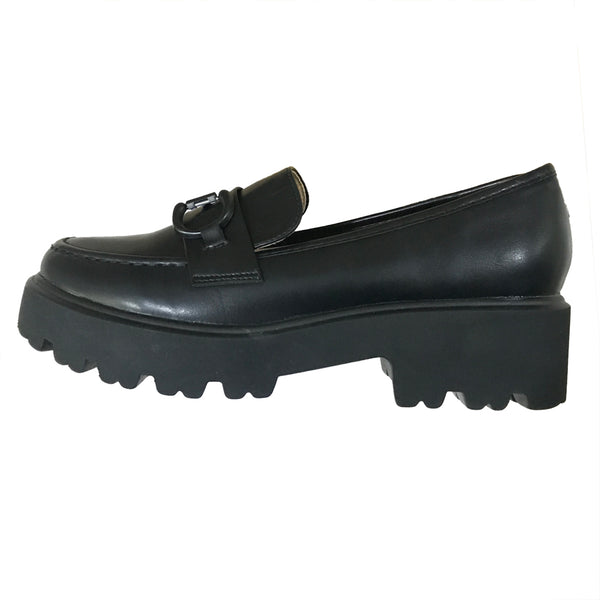Ustyle Γυναικεία μοκασίνια Loafers με τρακτερωτή σόλα μαύρο US-2717