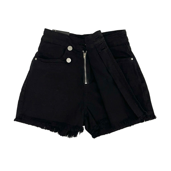 Γυναικείο τζιν σορτς-φούστα Κρουαζέ ελαστικό Μαύρο US-13438