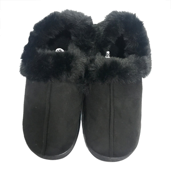 ustyle Γυναικείες κλειστές παντόφλες χειμερινές με γούνα Μαύρο US-60488