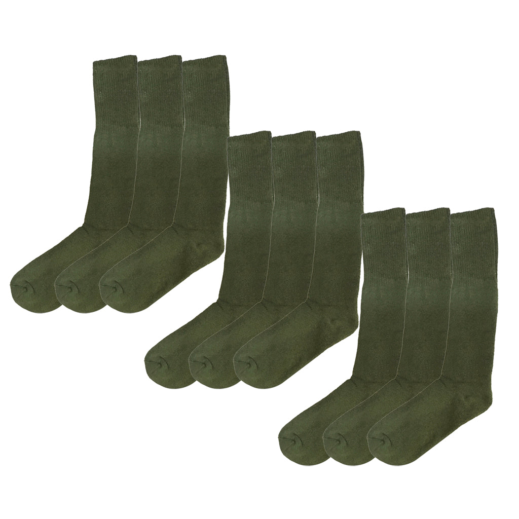 ustyle Ανδρικές στρατιωτικές Κάλτσες πετσετέ μέχρι το γόνατο σετ 9 ζευγάρια χακί US-2020-99