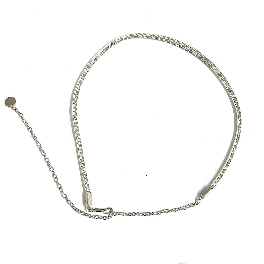 Ustyle Γυναικεία ζώνη αλυσίδα λεπτή με σταρς US-231128 λευκό/ασημί
