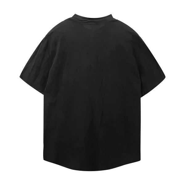 ustyle Ανδρικό πουκάμισο λινό Κοντομάνικο με γιακά Μαο Μαύρο 16520