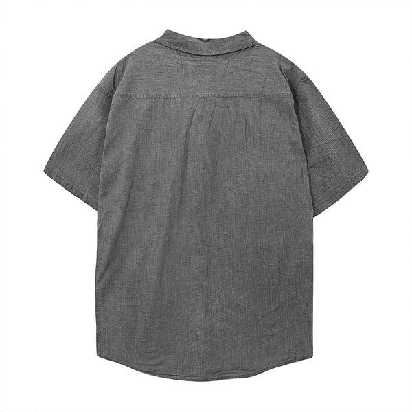 ustyle Ανδρικό πουκάμισο λινό Κοντομάνικο με 2 τσέπες M-3158 Γκρι