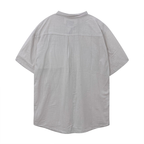 ustyle Ανδρικό πουκάμισο λινό Κοντομάνικο με 2 τσέπες M-3158 Λευκό