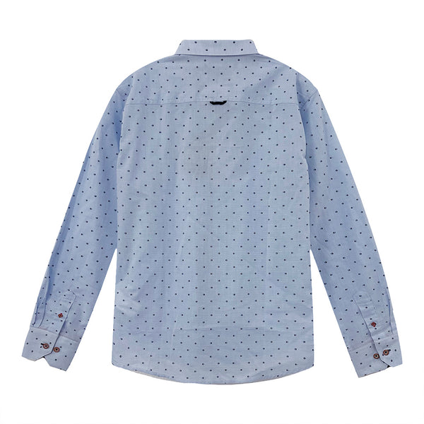 ustyle Ανδρικό βαμβακερό πουκάμισο μακρυμάνικο πουά Σιέλ CM-75235