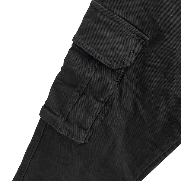 ustyle Ανδρικό παντελόνι τζιν cargo με πλαϊνές τσέπς US-15428 Μαύρο