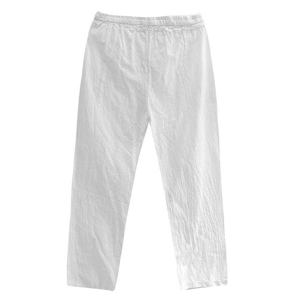 ustyle Ανδρικό Παντελόνι λινό με ελαστική μέση US-265758 Λευκό