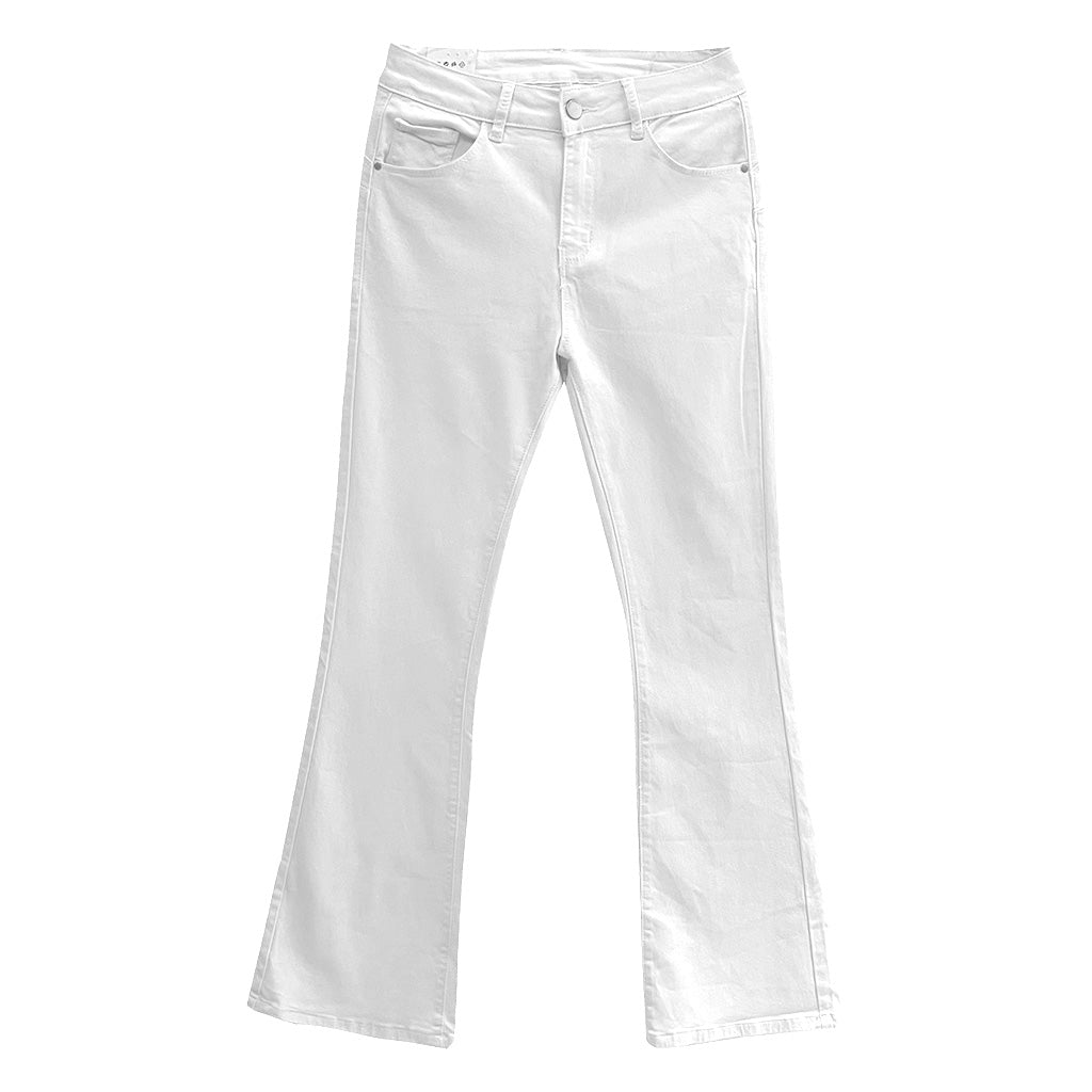 ustyle Γυναικεία παντελόνια τζιν καμπάνα ελαστικό λευκό US-30188